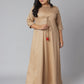 Janasya Women's Beige Poly Silk Foil Print Festive & Party Anarkali Kurta | Swadesiicart