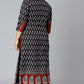 Janasya Women's Black Cotton Flex Ikat Casual Straight Kurta | Swadesiicart