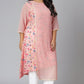 Janasya Women's Pink Poly Crepe Floral Print Casual High Low Kurta | Swadesiicart