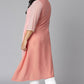 Janasya Women's Pink Poly Crepe Floral Print Casual High Low Kurta | Swadesiicart