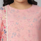 Janasya Women's Pink Poly Crepe Floral Print Casual High Low Kurta | Swadesiicart