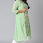 Janasya Women's Green Poly Crepe Floral Print Casual A-line Kurta | Swadesiicart