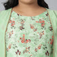Janasya Women's Green Poly Crepe Floral Print Casual A-line Kurta | Swadesiicart