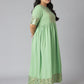 Janasya Women's Green Poly Crepe Foil Print Casual Flared Kurta | Swadesiicart