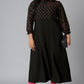 Janasya Women's Black Poly Crepe Polka Print Casual A-line Kurta | Swadesiicart