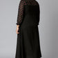 Janasya Women's Black Poly Crepe Polka Print Casual A-line Kurta | Swadesiicart