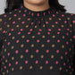 Janasya Women's Black Poly Crepe Polka Print Casual A-line Kurta | Swadesiicart