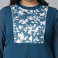 Janasya Women's Teal Poly Crepe Floral Print Casual A-line Kurta | Swadesiicart