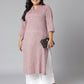 Janasya Women's Mauve Cotton Slub Solid Casual Straight Kurta | Swadesiicart