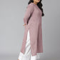 Janasya Women's Mauve Cotton Slub Solid Casual Straight Kurta | Swadesiicart