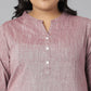Janasya Women's Mauve Cotton Slub Solid Casual Straight Kurta | Swadesiicart