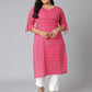 Janasya Women's Pink Cotton Woven Design Casual Straight Kurta - Swadesiicart