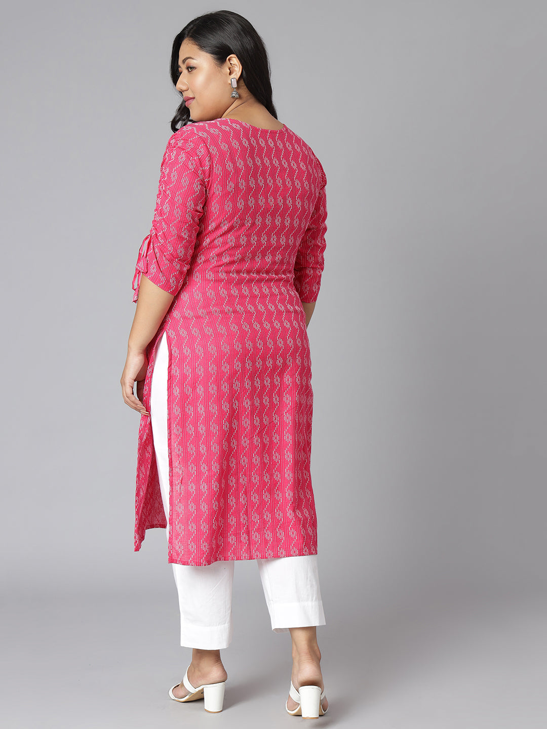 Janasya Women's Pink Cotton Woven Design Casual Straight Kurta - Swadesiicart