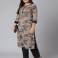 Janasya Women's Grey Cotton Floral Print Casual Straight Kurta | Swadesiicart