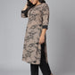 Janasya Women's Grey Cotton Floral Print Casual Straight Kurta | Swadesiicart
