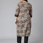 Janasya Women's Grey Cotton Floral Print Casual Straight Kurta | Swadesiicart