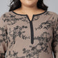 Janasya Women's Grey Cotton Floral Print Casual Straight Kurta | Swadesiicart