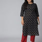 Janasya Women's Black Cotton Ikat Casual Straight Kurta | Swadesiicart