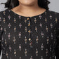 Janasya Women's Black Cotton Ikat Casual Straight Kurta | Swadesiicart