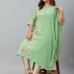 Janasya Women's Light Green Poly Crepe Foil Print Casual Straight kurta | Swadesiicart