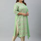 Janasya Women's Light Green Poly Crepe Foil Print Casual Straight kurta | Swadesiicart