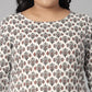 Janasya Women's White Cotton Floral Print Casual Straight Kurta | Swadesiicart