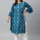 Janasya Women's Teal Poly Crepe Digital Print Casual Straight kurta | Swadesiicart