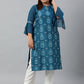 Janasya Women's Teal Poly Crepe Digital Print Casual Straight kurta | Swadesiicart