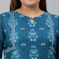 Janasya Women's Teal Poly Crepe Digital Print Casual Straight kurta | Swadesiicart