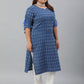 Janasya Women's Blue Cotton Woven Design Casual Straight Kurta | Swadesiicart