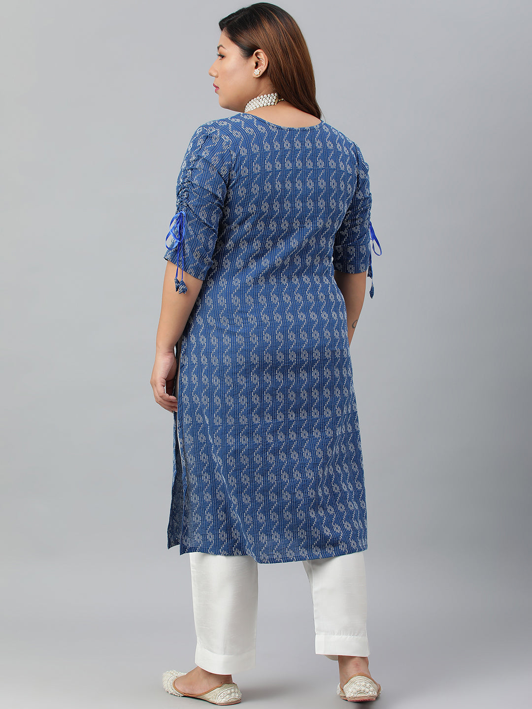 Janasya Women's Blue Cotton Woven Design Casual Straight Kurta | Swadesiicart