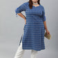 Janasya Women's Blue Cotton Woven Design Casual Straight Kurta | Swadesiicart