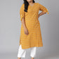Janasya Women's Yellow Cotton Woven Design Casual Straight Kurta | Swadesiicart