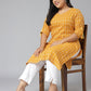 Janasya Women's Yellow Cotton Woven Design Casual Straight Kurta | Swadesiicart