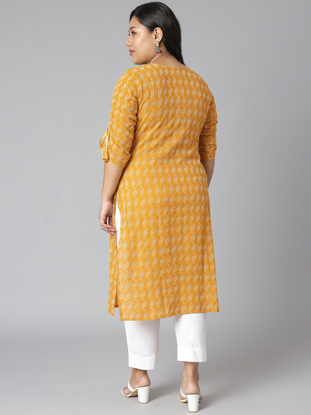 Janasya Women's Yellow Cotton Woven Design Casual Straight Kurta | Swadesiicart
