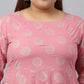 Janasya Women's Pink Cotton Foil Floral Printed Casual Anarkali kurta | Swadesiicart