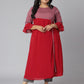 Janasya Women's Maroon Poly Crepe Ethnic Motifs Casual A-line Kurta | Swadesiicart
