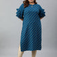 Janasya Women's Teal Poly Crepe Foil Print Casual Straight kurta | Swadesiicart