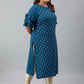 Janasya Women's Teal Poly Crepe Foil Print Casual Straight kurta | Swadesiicart
