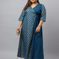Janasya Teal Poly Crepe Foil Printed kurta | Swadesiicart