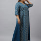 Janasya Teal Poly Crepe Foil Printed kurta | Swadesiicart