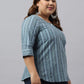 Janasya Women's Grey Cotton Floral Print Casual Regular Top | Swadesiicart