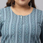 Janasya Women's Grey Cotton Floral Print Casual Regular Top | Swadesiicart