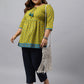 Janasya Women's Green Cotton Floral Printed Casual Gathered Tunic | Swadesiicart