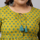 Janasya Women's Green Cotton Floral Printed Casual Gathered Tunic | Swadesiicart
