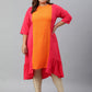 Janasya Women's Orange Poly Crepe Floral Print Casual A-line kurta | Swadesiicart