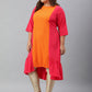 Janasya Women's Orange Poly Crepe Floral Print Casual A-line kurta | Swadesiicart