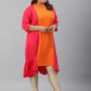 Janasya Women's Orange Poly Crepe Floral Print Casual A-line kurta | Swadesiicart