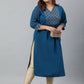 Janasya Women's Teal Poly Crepe Solid Casual Straight kurta | Swadesiicart