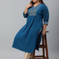 Janasya Women's Teal Poly Crepe Solid Casual Straight kurta | Swadesiicart